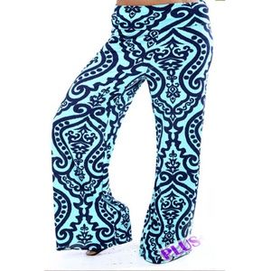 Plus Size Navy and Teal Palazzo Pants
